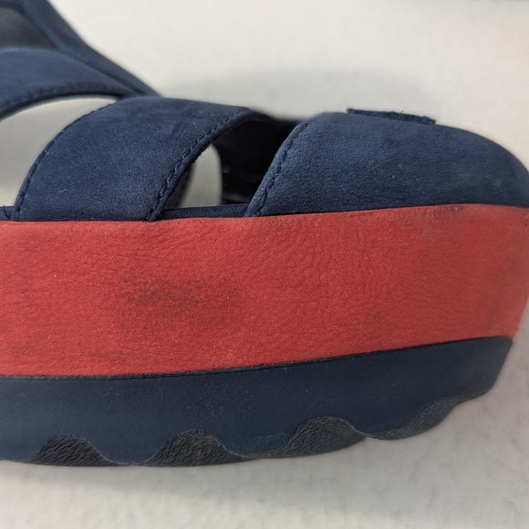 Camper | Laika Red Blue Nubuck Leather Platform Sandals Size EU 38 | US 7.5 - Picture 14 of 15